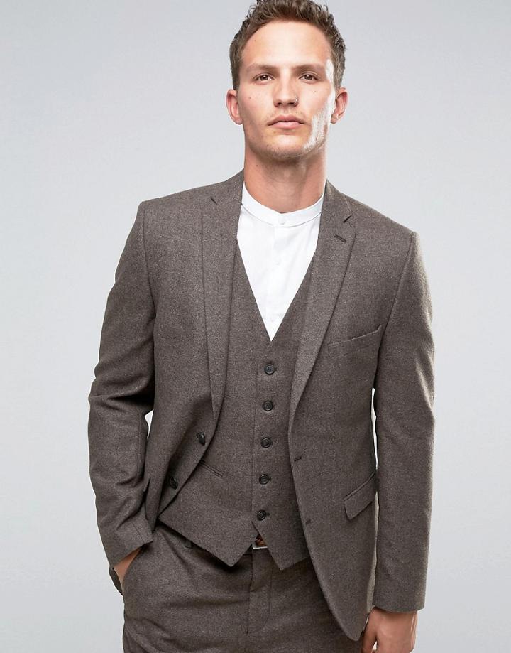 Selected Homme Blazer In Wool Mix - Brown