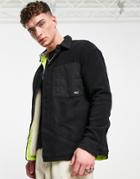 Tommy Jeans Lined Polar Fleece Overshirt Relaxed Fit In Black