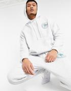 Asos Design Set Oversized Hoodie In White Heather With Roman Soldiers Print