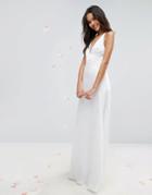 Asos Bridal Paneled Bodice Plunge Maxi Dress - White