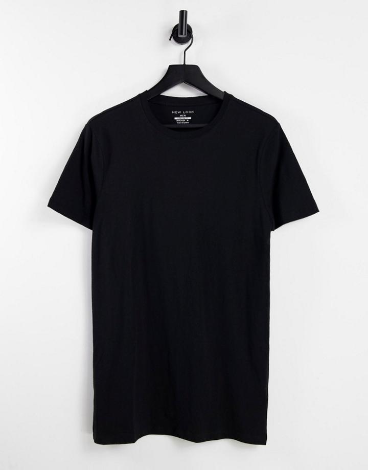 New Look Longline T-shirt In Black