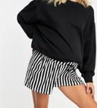 Asos Design Maternity Underbump Flippy Shorts With Drawstring In Mono Stripe-multi