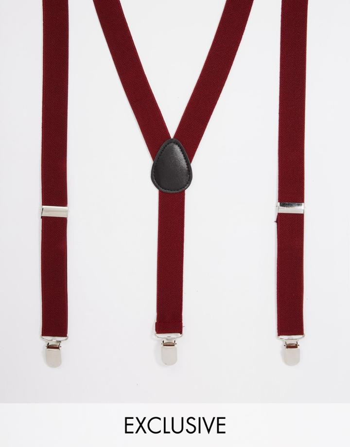 Reclaimed Vintage Suspenders - Burgundy