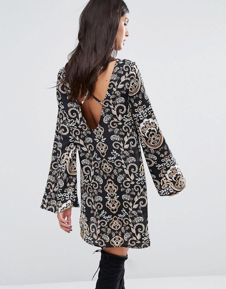 Missguided Cross Back Printed Swing Dress - Multi