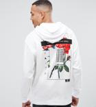 Asos Tall Longline Oversized Hoodie With Floral Back Print - White