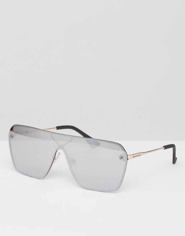 Asos Rose Gold Visor With Mirror Lens - Gold