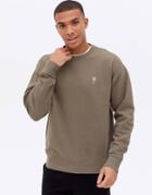New Look Crew Neck Sweat With Rose Embroidery In Mid Brown