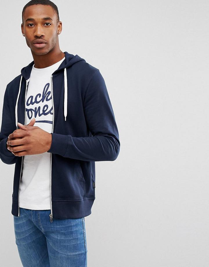 Jack & Jones Originals Hoodie With Contrast Zip - Navy