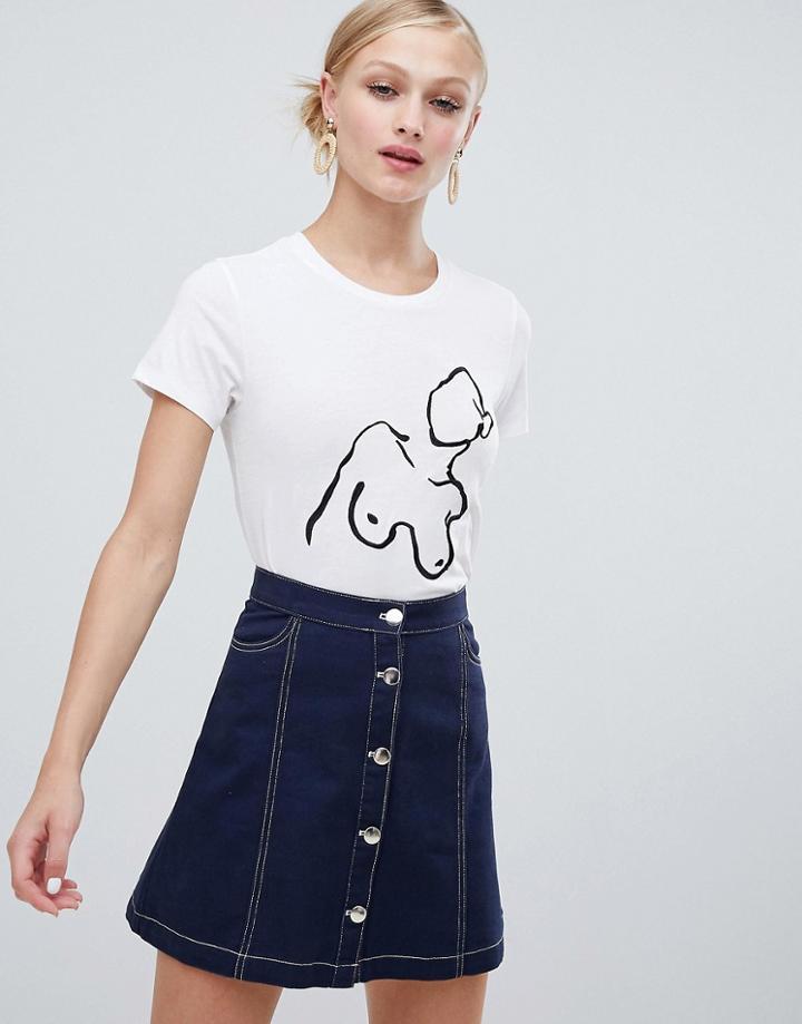 Monki Boobs Figure Print Tee In White - White