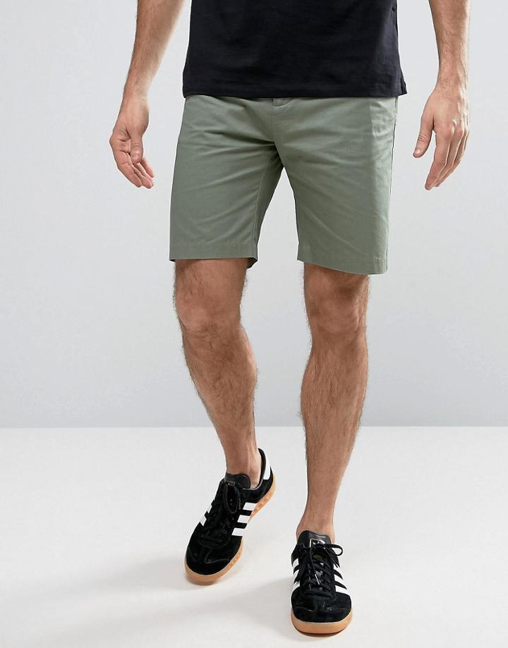 Penfield Yale Solid Chino Shorts Straight Tricolour Waist In Green - Green
