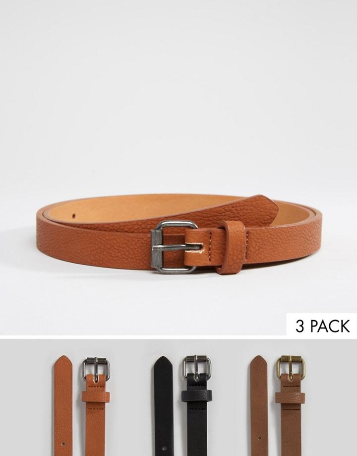 Asos Skinny Belt 3 Pack - Multi