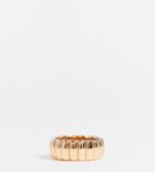 Asos Design Curve Ring In Ribbed Texture In Gold Tone
