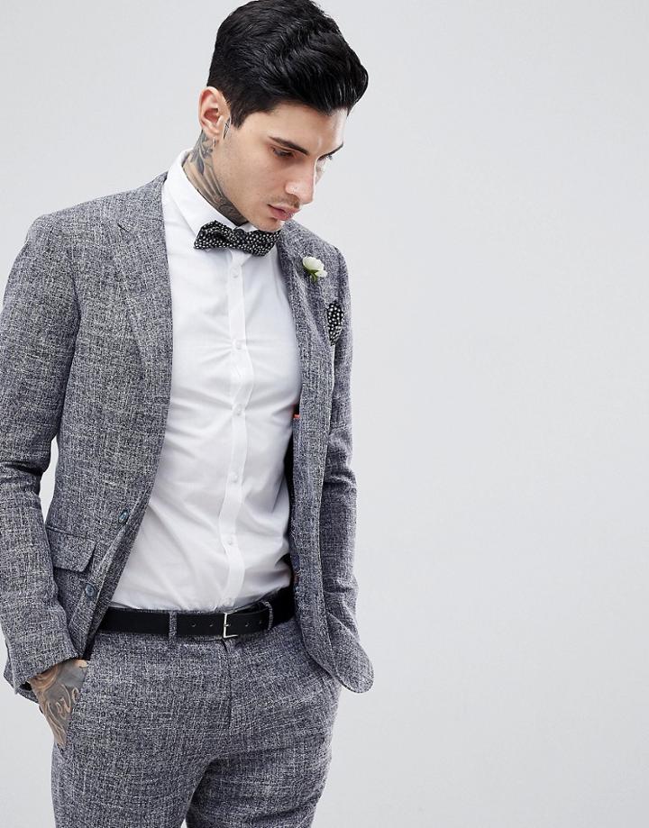Gianni Feraud Skinny Fit Nepp Suit Jacket - Navy