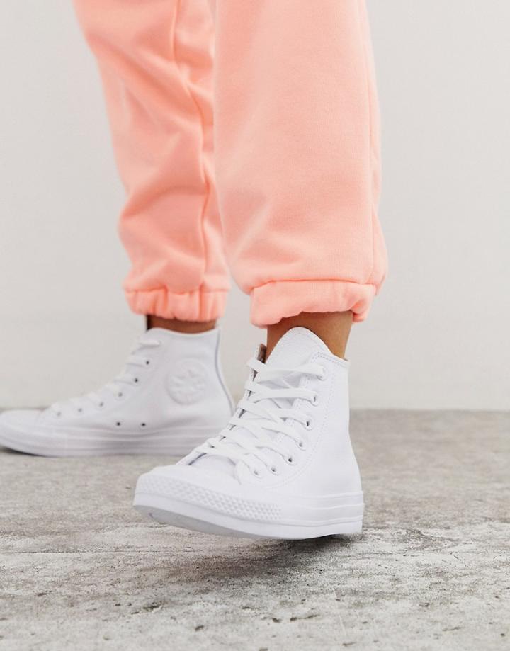 Converse Chuck Taylor Hi Leather White Monochrome Sneakers
