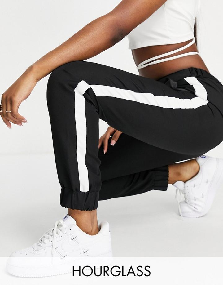 Asos Design Hourglass Woven Sweatpants With Side Stripe In Mono-multi