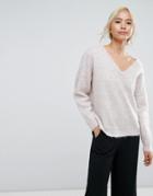 Selected V-neck Sweater - White
