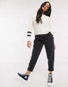 Brave Soul Trig Sleeve Stripe Sweater In Ivory-white