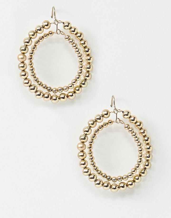 Pieces Delayla Hoop Beaded Earrings - Gold