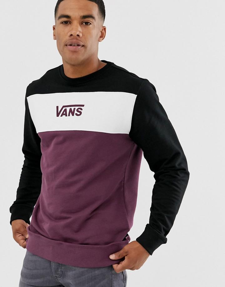 Vans Color Block Sweatshirt In Burgundy/white-red