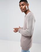 Asos Knitted Longline Sweater In Drapey Yarn - Gray