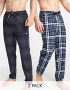 Threadbare Buckingham 2-pack Lounge Sweatpants In Black And Gray Check