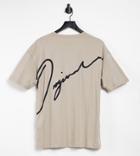 Jack & Jones Originals Oversize T-shirt With Script Logo Back Print In Beige Exclusive To Asos-white