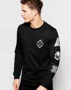 Jack & Jones Sweatshirt With Chest And Sleeve Print - Black