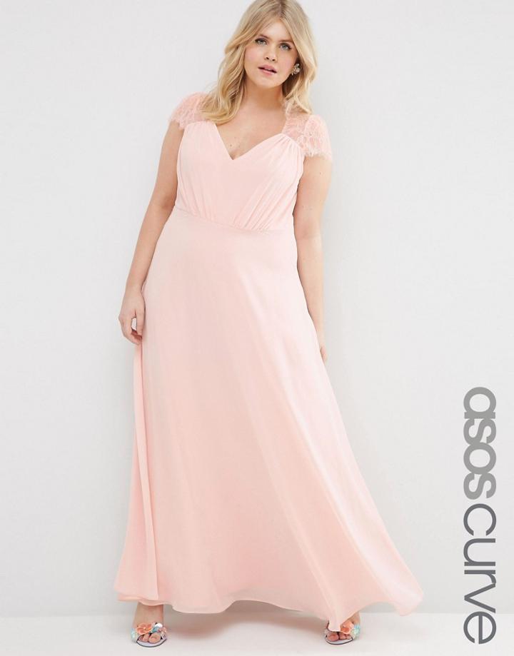 Asos Curve Kate Lace Maxi Dress - Nude