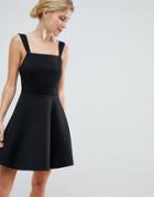 Asos Design Square Neck Mini Prom Dress - Black