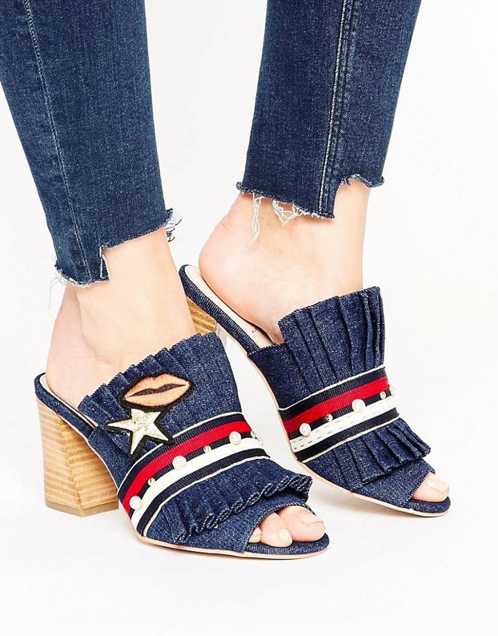 Kg By Kurt Keiger Mistress Denim Heeled Mules - Blue