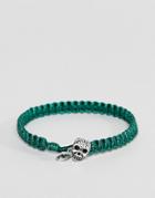 Classics 77 Braided Cord Bracelet In Teal With Skull Charm - Green