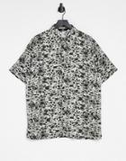 Bershka Leopard Print Shirt-black