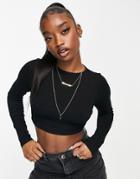 Asos Design Super Crop Top With Thumbhole And Bust Seam Detail In Black