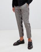Asos Design Skinny Crop Smart Pants In Brown Check - Brown