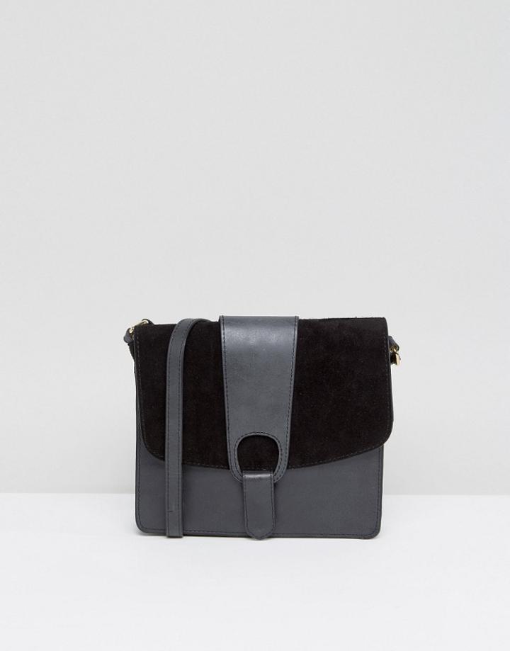 Asos Leather Slot Through Cross Body Bag - Black