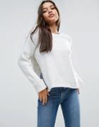Asos Sweater In Clean Knit With Step Hem - Gray