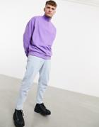 Asos Design Oversized Half Zip Sweatshirt In Purple-blue