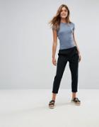 Pull & Bear Casual Peg Pant In Wide Pinstripe - Black