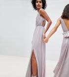 Tfnc Pleated Maxi Bridesmaid Dress With Back Detail - Gray
