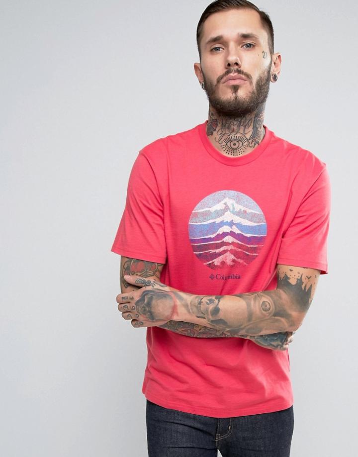 Columbia Mountain Sunset T-shirt In Red - Red