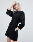 Weekday Contrast Stich Mini Dress - Black