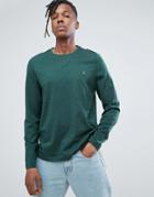 Farah Denny Slim Fit Long Sleeve Logo T-shirt In Green Marl - Green