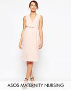 Asos Maternity Nursing Midi Dress With Drawstring Waist - Pink