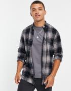 French Connection Long Sleeve Multi Check Flannel Shirt In Gray-grey