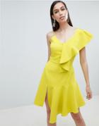 Lavish Alice Draped Asymmetric Cami Mini Dress - Green