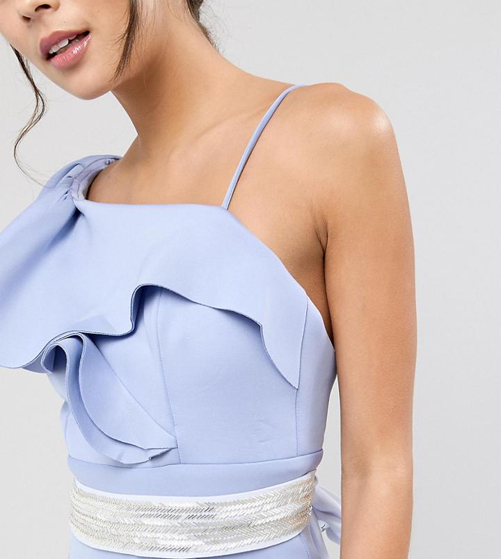 Tfnc Wedding Embellished Tonal Delicate Sash Belt - Blue