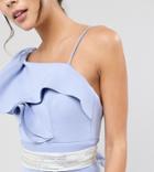 Tfnc Wedding Embellished Tonal Delicate Sash Belt - Blue