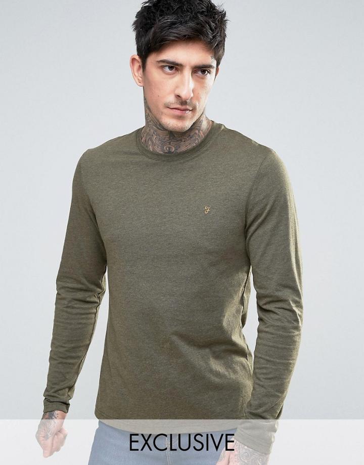 Farah Twisted Yarn Marl Long Sleeve T-shirt Exclusive In Green - Green