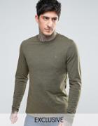 Farah Twisted Yarn Marl Long Sleeve T-shirt Exclusive In Green - Green