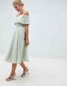 Asos Design Bardot Midi Prom Dress - Green